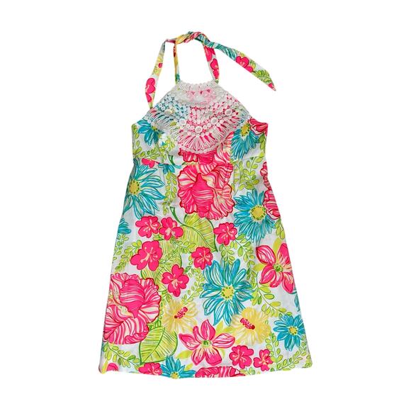 Lilly Pulitzer Dresses & Skirts - Lilly Pulitzer Brighton Halter Dress Floral Crochet Neck Women’s Size 4 Resort